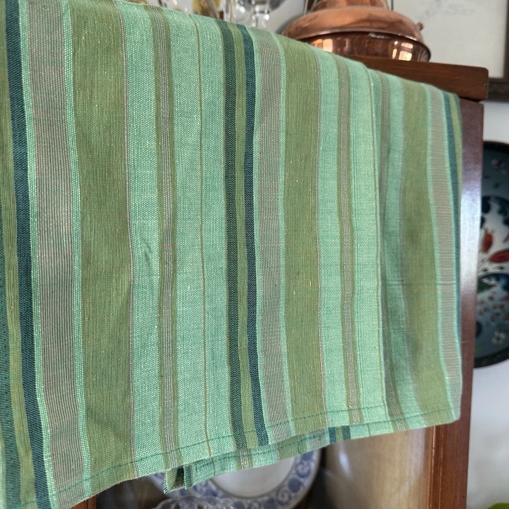 New Vanson Egyptian Cotton Green Stripe Dish Towels Handwoven 20x19